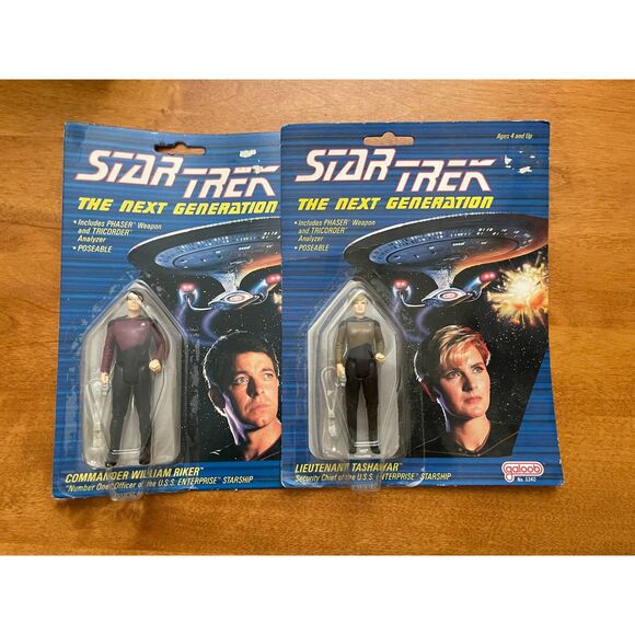 Star Trek The Next Generation William Riker Tasha Yar Action Figure Galoob 1988 - Picture 1 of 10
